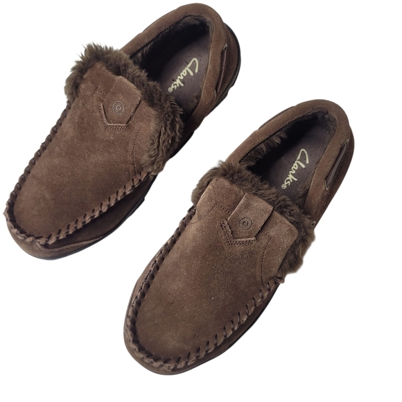 Clarks Venetian Brown Leather Moccasins Slippers Slip Ons Size 9 - Picture 7 of 7